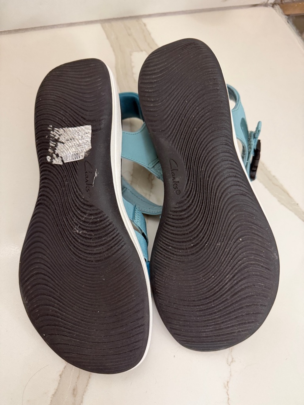 Clarks Teal and Aqua Strappy Sandals - Picture 3 of 5